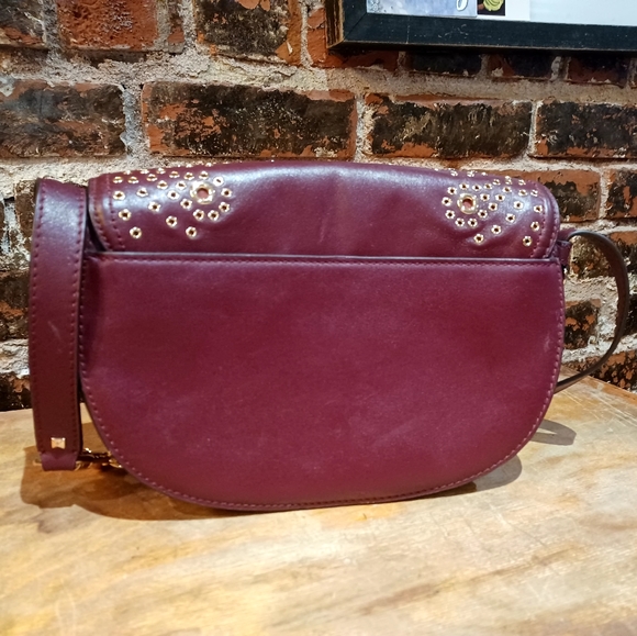 Michael Kors Oxblood Maroon Burgundy Wine Studded Shoulder Bag Purse - Picture 2 of 8
